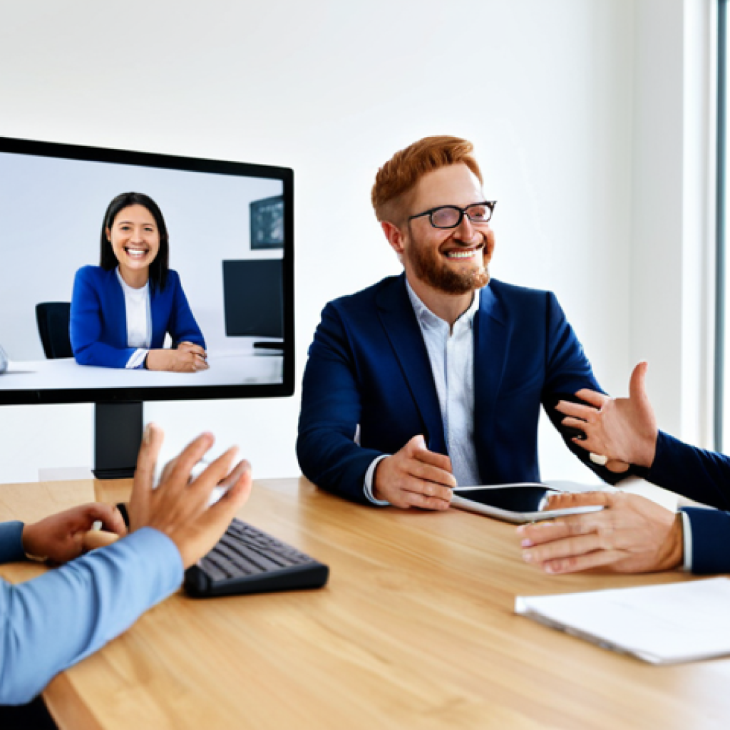 Collaborative Goal Setting in a Hybrid Team**
"A diverse group of professionals, fully clothed in business casual attire, engaged in a virtual brainstorming session via video conference. They are smiling and gesturing, indicating active participation. The background shows a mix of home offices and modern co-working spaces. Focus on positive and collaborative energy. 'SMART' goals infographic subtly visible in the background. Safe for work, appropriate content, professional, modest, family-friendly, perfect anatomy, correct proportions, natural pose, well-formed hands, proper finger count, natural body proportions, high quality."
**