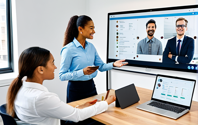 하이브리드 팀 관리 전략 - Streamlined Communication in a Hybrid Workplace**
A diverse team collaborating seamlessly in a mode...