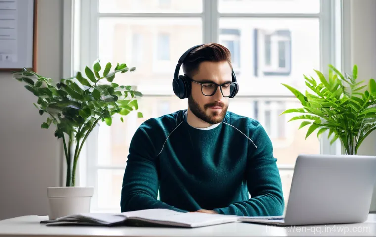 하이브리드 근무의 효율성을 높이는 팁 - **Prompt: Empowered Home Office Focus**
Generate an image featuring a young professional, mid-20...