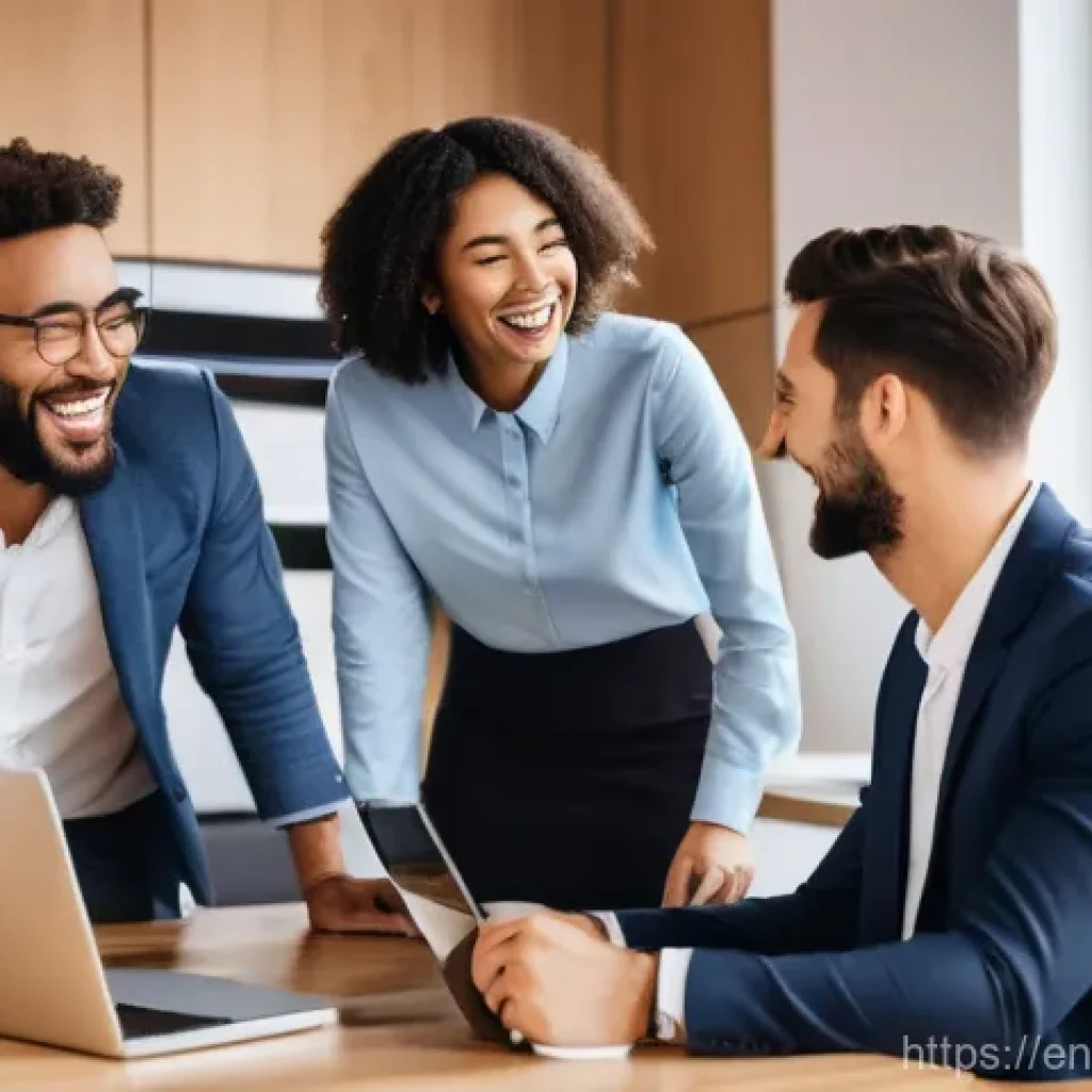 하이브리드 워크에서의 커뮤니케이션 팁 - **Prompt:** A diverse group of young professionals (20s-40s) engaged in a virtual "water cooler" mom...