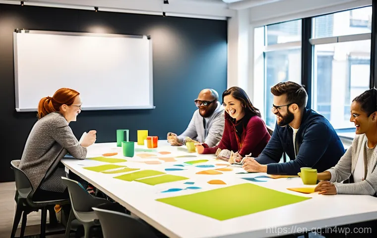 하이브리드 근무의 팀워크 향상을 위한 활동 - **Prompt:** A compelling image illustrating psychological safety and trust within a hybrid work team...