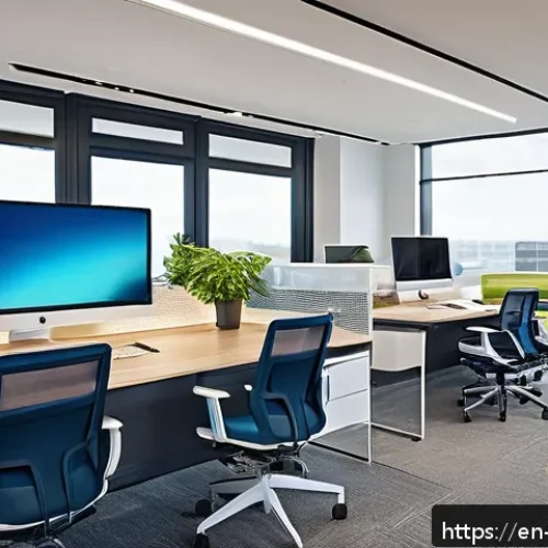 하이브리드 워크 정책을 위한 사례 연구 - A modern hybrid office interior designed for collaboration and focus, featuring a spacious open layo...