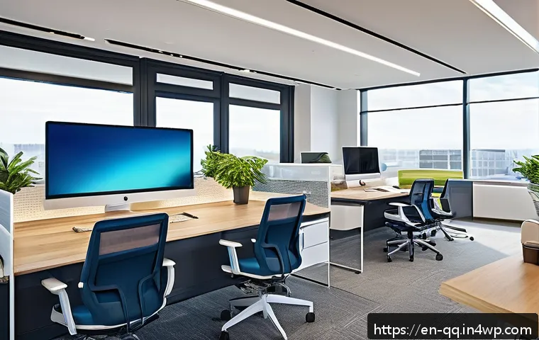 하이브리드 워크 정책을 위한 사례 연구 - A modern hybrid office interior designed for collaboration and focus, featuring a spacious open layo...